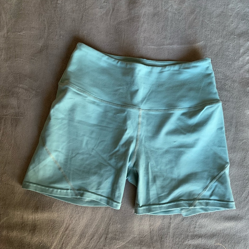 Light blue spandex workout shorts